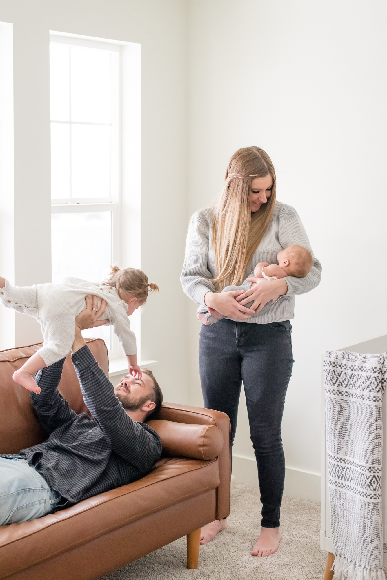 Adorable young family lifestyle fun