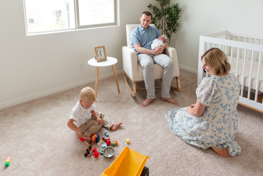 Trucks and toys during Lifestyle Newborn Session in St. George, Utah