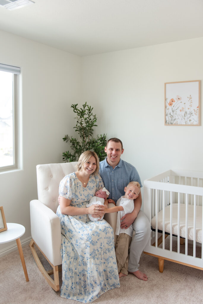 Family of four lifestyle newborn photos in St. George, Utah