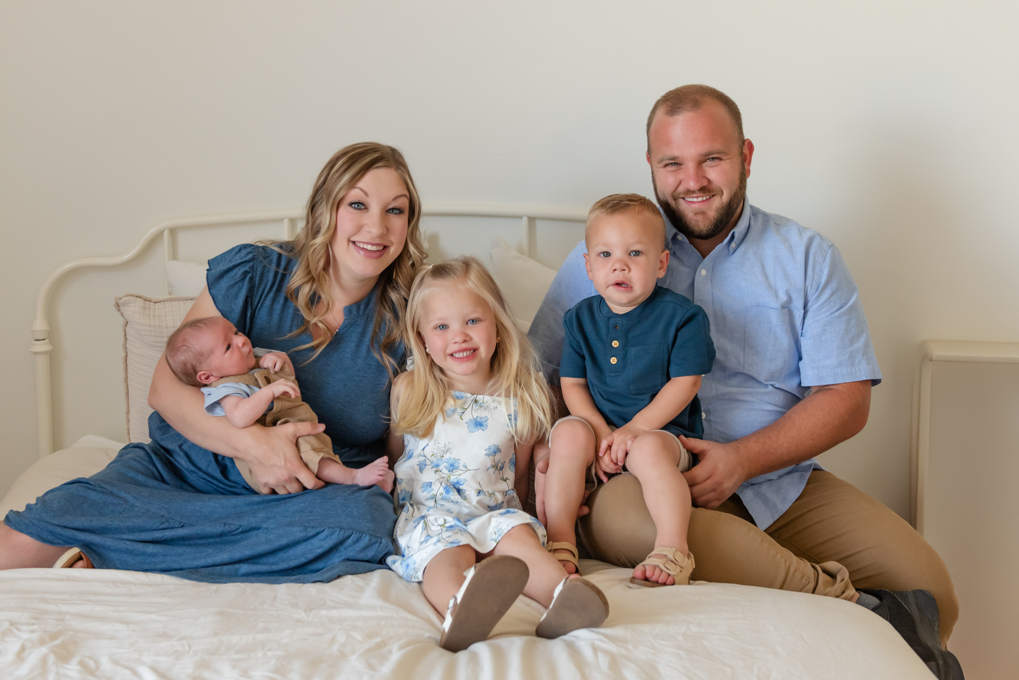 Family of 5 portrait during newborn photos