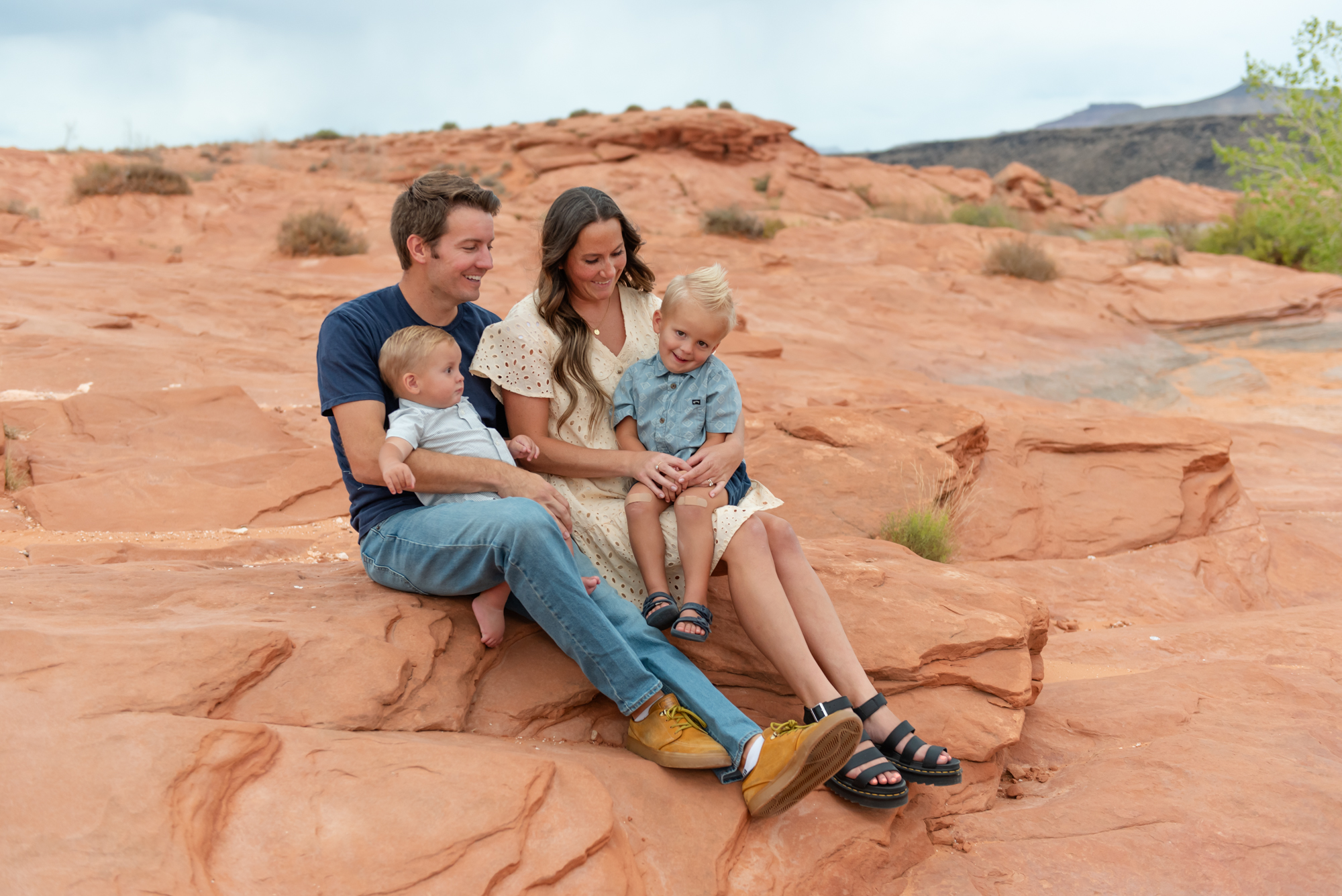 Family on red rocks photos