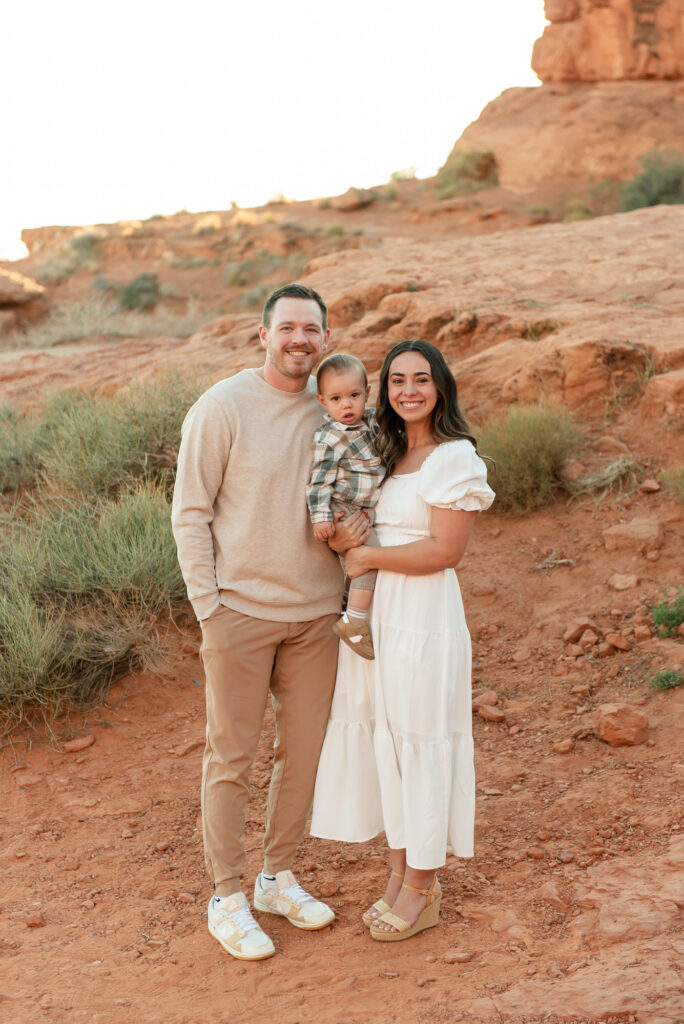 Family poses for photo at Pioneer Park in St. George